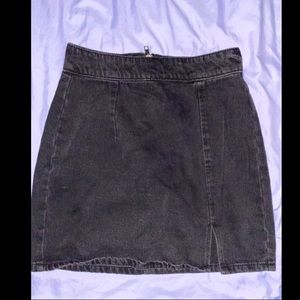 Black Denim Skirt with Slit in Front